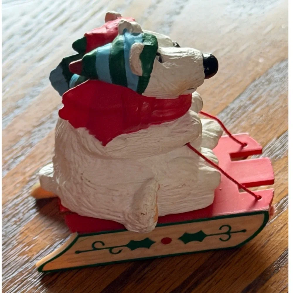 Vintage 1985 Hallmark Merry Miniatures Polar Bears On Sled Christmas Figurine